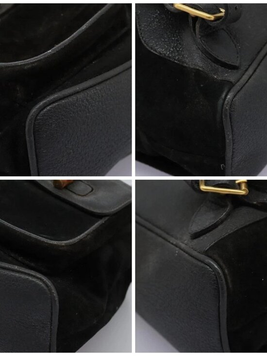 GUCCI Bamboo Backpack Suede Black Gold 003 - Picture 16 of 16